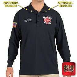 "JUNIOR VOLUNTEER FIRE DEPARTMENT" (EMBROIDERY) TACTICAL JERSEY LONG SLEEVE POLO (NAVY)