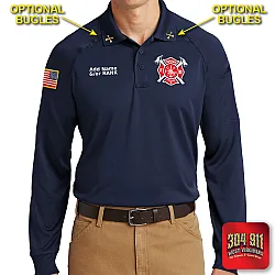 "JUNIOR VOLUNTEER FIRE DEPARTMENT" (EMBROIDERY) CornerStone® - Select Long Sleeve Snag-Proof Tactical Polo (NAVY)