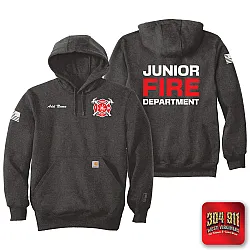 "JUNIOR VOLUNTEER FIRE DEPARTMENT" CARBON HEATHER Carhartt ® Rain Defender ® Paxton Heavyweight Hooded Sweatshirt