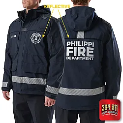"PHILIPPI VOLUNTEER FIRE DEPARTMENT" (REFLECTIVE PRINT) RESPONDER PARKA 2.0 5.11 Tactical (DARK NAVY)