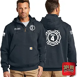 "PHILIPPI VOLUNTEER FIRE DEPARTMENT" NAVY Carhartt ® Rain Defender ® Paxton Heavyweight Hooded Zip Mock Sweatshirt