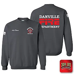"DANVILLE VOL FIRE DEPARTMENT" CHARCOAL GILDAN WORK SWEATSHIRT