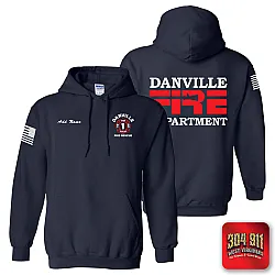 "DANVILLE VOL FIRE DEPARTMENT" NAVY GILDAN WORK HOODIE