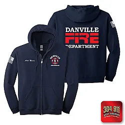 "DANVILLE VOL FIRE DEPARTMENT" NAVY GILDAN Heavy Blend™ Full-Zip Hooded Sweatshirt