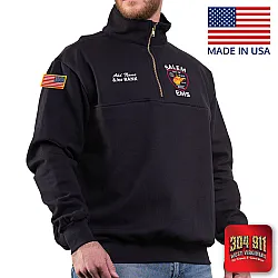 "SALEM EMS" GAME - The Firefighter's Zip Turtleneck Job Shirt (NAVY) (USA MADE)