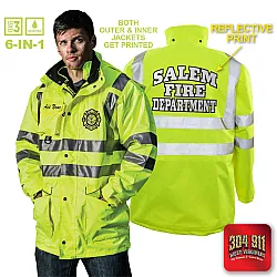 "SALEM FIRE DEPARTMENT" GAME - The 6 in 1 Jacket (NEON LIME)