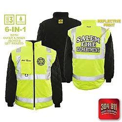 "SALEM FIRE DEPARTMENT" GAME - The 6 in 1 Jacket (NEON LIME)