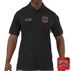 "JANE LEW FIRE DEPARTMENT" (EMBROIDERY) PROFESSIONAL SHORT SLEEVE POLO (BLACK)