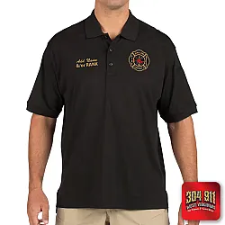 "JANE LEW FIRE DEPARTMENT" (EMBROIDERY) UTILITY SHORT SLEEVE POLO (BLACK)