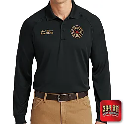 "JANE LEW FIRE DEPARTMENT" (EMBROIDERY) CornerStone® - Select Long Sleeve Snag-Proof Tactical Polo (BLACK)