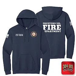 "PRICETOWN VOLUNTEER FIRE DEPARTMENT" SCREEN PRINT ON NAVY JERZEES® - NuBlend® Pullover Hooded Sweatshirt
