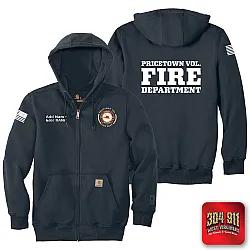 "PRICETOWN VOLUNTEER FIRE DEPARTMENT" NEW NAVY Carhartt ® Rain Defender ® Paxton Heavyweight Hooded Zip Mock Sweatshirt