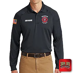 "WESTON FIRE DEPARTMENT" (EMBROIDERY) CornerStone® - Select Long Sleeve Snag-Proof Tactical Polo (CHARCOAL)