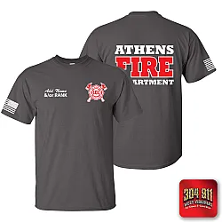 "ATHENS FIRE DEPARTMENT" CHARCOAL SCREEN PRINTED WORK T-SHIRT