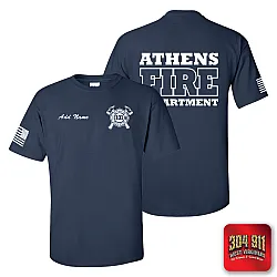 "ATHENS FIRE DEPARTMENT" NAVY WORK TEE