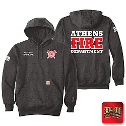 "ATHENS FIRE DEPARTMENT" DARK HEATHER Carhartt ® Rain Defender ® Paxton Heavyweight Hooded Sweatshirt