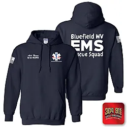 "BLUEFIELD WV RESCUE SQUAD" NAVY GILDAN WORK HOODIE