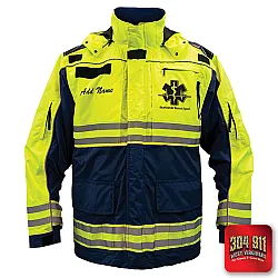 "BLUEFIELD WV RESCUE SQUAD" GAME - HIGH VIZ RESCUE JACKET PARKA (NAVY)
