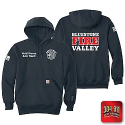 "BLUESTONE VALLEY VOL FIRE DEPT" NEW NAVY Carhartt ® Rain Defender ® Paxton Heavyweight Hooded Sweatshirt