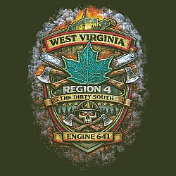 "MATOAKA ENGINE-641" SCREEN PRINT ON MILITARY GREEN JERZEES® - NuBlend® Pullover Hooded Sweatshirt