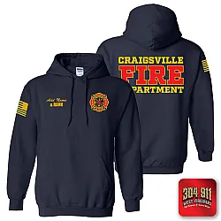 "CRAIGSVILLE FIRE DEPARTMENT" NAVY GILDAN WORK HOODIE