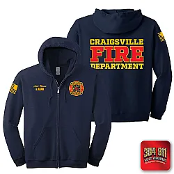 "CRAIGSVILLE FIRE DEPARTMENT" NAVY GILDAN Heavy Blend™ Full-Zip Hooded Sweatshirt