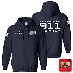 "PLEASANTS COUNTY 911" NAVY GILDAN WORK HOODIE