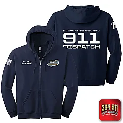 "PLEASANTS COUNTY 911" NAVY GILDAN Heavy Blend™ Full-Zip Hooded Sweatshirt