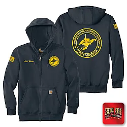 "WV EMERGENCY MANAGEMENT DIVISION" NAVY Carhartt ® Rain Defender ® Paxton Heavyweight Hooded Zip Mock Sweatshirt