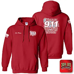 "BECKLEY-RALEIGH COUNTY EMERGENCY SERVICES" RED GILDAN WORK HOODIE
