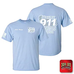 "BECKLEY-RALEIGH COUNTY EMERGENCY SERVICES" LIGHT BLUE SCREEN PRINTED WORK T-SHIRT