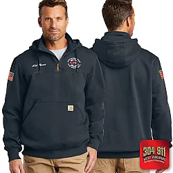 "BECKLEY FIRE DEPT" NEW NAVY Carhartt ® Rain Defender ® Paxton Heavyweight Hooded Zip Mock Sweatshirt