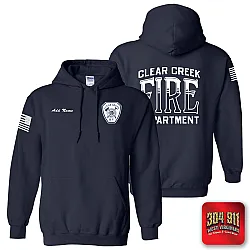 "CLEAR CREEK VOL FIRE DEPARTMENT" NAVY GILDAN WORK HOODIE