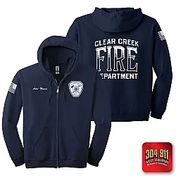 "CLEAR CREEK VOL FIRE DEPARTMENT" NAVY GILDAN Heavy Blend™ Full-Zip Hooded Sweatshirt
