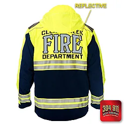 "CLEAR CREEK VOL FIRE DEPARTMENT" GAME - HIGH VIZ RESCUE JACKET PARKA (NAVY)