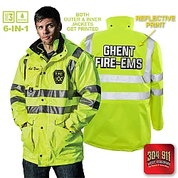 "GHENT VOL FIRE DEPT" GAME - The 6 in 1 Jacket (NEON LIME)