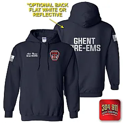 "GHENT VOL FIRE DEPT" NAVY GILDAN WORK HOODIE