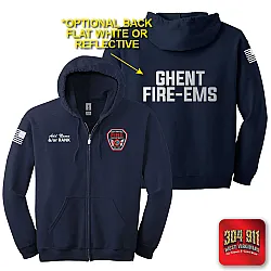 "GHENT VOL FIRE DEPT" NAVY GILDAN Heavy Blend™ Full-Zip Hooded Sweatshirt