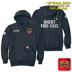 "GHENT VOL FIRE DEPT" NEW NAVY Carhartt ® Rain Defender ® Paxton Heavyweight Hooded Sweatshirt