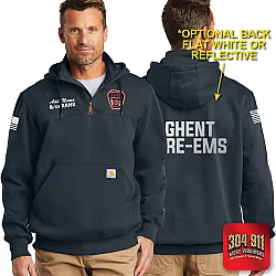 "GHENT VOL FIRE DEPT" NEW NAVY Carhartt ® Rain Defender ® Paxton Heavyweight Hooded Zip Mock Sweatshirt