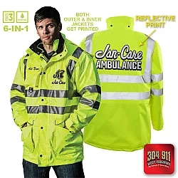 "JAN-CARE AMBULANCE" GAME - The 6 in 1 Jacket (NEON LIME)