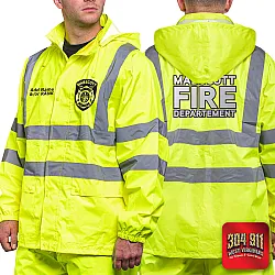"MABSCOTT VOLUNTEER FIRE DEPARTMENT" GAME - The Econo HiVos Rain Jacket (NEON LIME)