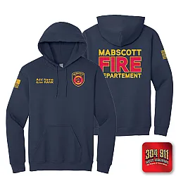 "MABSCOTT VOLUNTEER FIRE DEPARTMENT" SCREEN PRINT ON NAVY JERZEES® - NuBlend® Pullover Hooded Sweatshirt