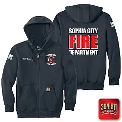 "SOPHIA CITY FIRE & EMS" NAVY Carhartt ® Rain Defender ® Paxton Heavyweight Hooded Zip Mock Sweatshirt
