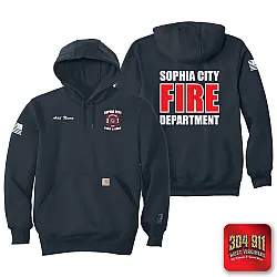 "SOPHIA CITY FIRE & EMS" NEW NAVY Carhartt ® Rain Defender ® Paxton Heavyweight Hooded Sweatshirt