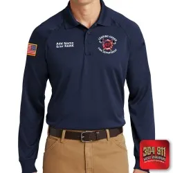 "LEADING CREEK VOLUNTEER FIRE DEPARTMENT" (EMBROIDERY) CornerStone® - Select Long Sleeve Snag-Proof Tactical Polo (NAVY)