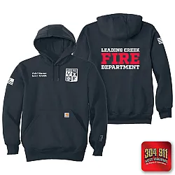 "LEADING CREEK VOLUNTEER FIRE DEPARTMENT" NEW NAVY (1-COLOR FRONT PRINT) Carhartt ® Rain Defender ® Paxton Heavyweight Hooded Sweatshirt