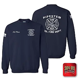 "PIPESTEM VOL FIRE DEPARTMENT" NAVY GILDAN WORK SWEATSHIRT
