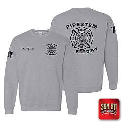 "PIPESTEM VOL FIRE DEPARTMENT" SPORTSGREY GILDAN WORK SWEATSHIRT