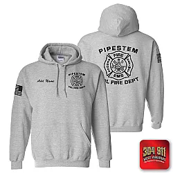"PIPESTEM VOL FIRE DEPARTMENT" SPORTSGREY GILDAN WORK HOODIE